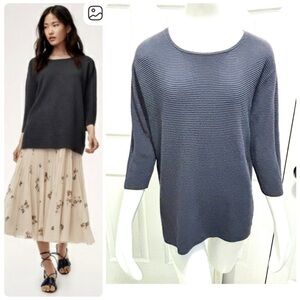 Aritzia Wilfred Blanchard Sweater Linen Blend Navy Blue Top Size Medium